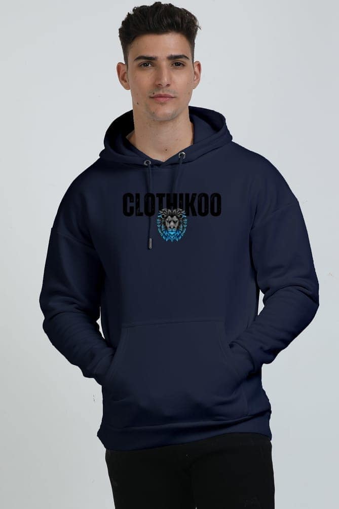 Clothikoo Premium Lion Printed Edition Hoodie (400 GSM, Navy Blue Colour) view 3