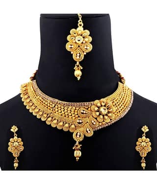 Silver Shine Alloy Golden Contemporary/Fashion Necklaces Set Contemporary