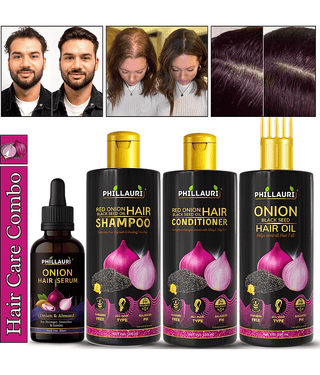 Red Onion Black Seed Complete Hair Routine Combo Shampoo Conditioner Oil Serum
