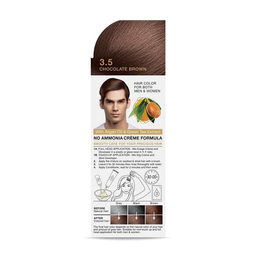 Enega No Ammonia Chocolate Brown Hair Color Cream 120ml view 3