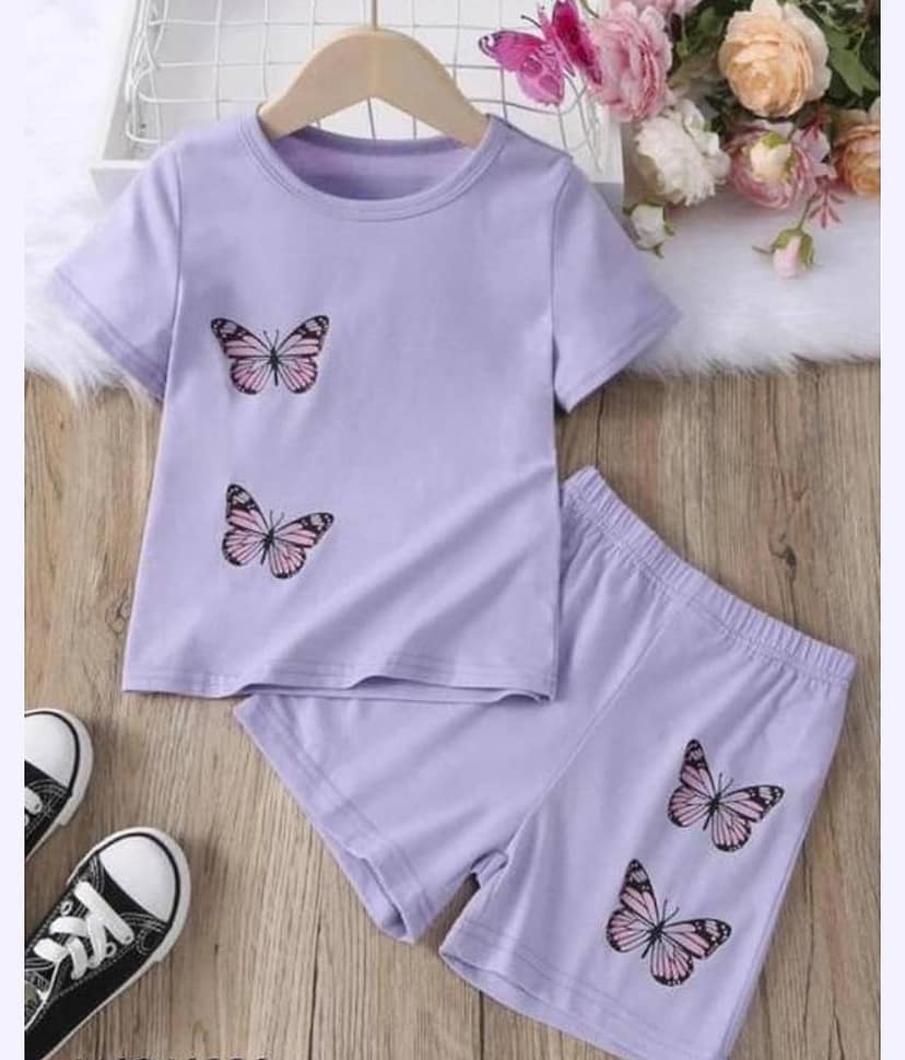 MUSNAH GARMENTS Pack of 1 Baby Girls Cotton Top With Shorts ( Purple )