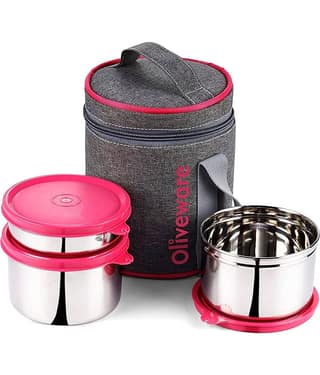 Oliveware Star Stainless Steel Lunch Box 3 Container (Pack of 1)
