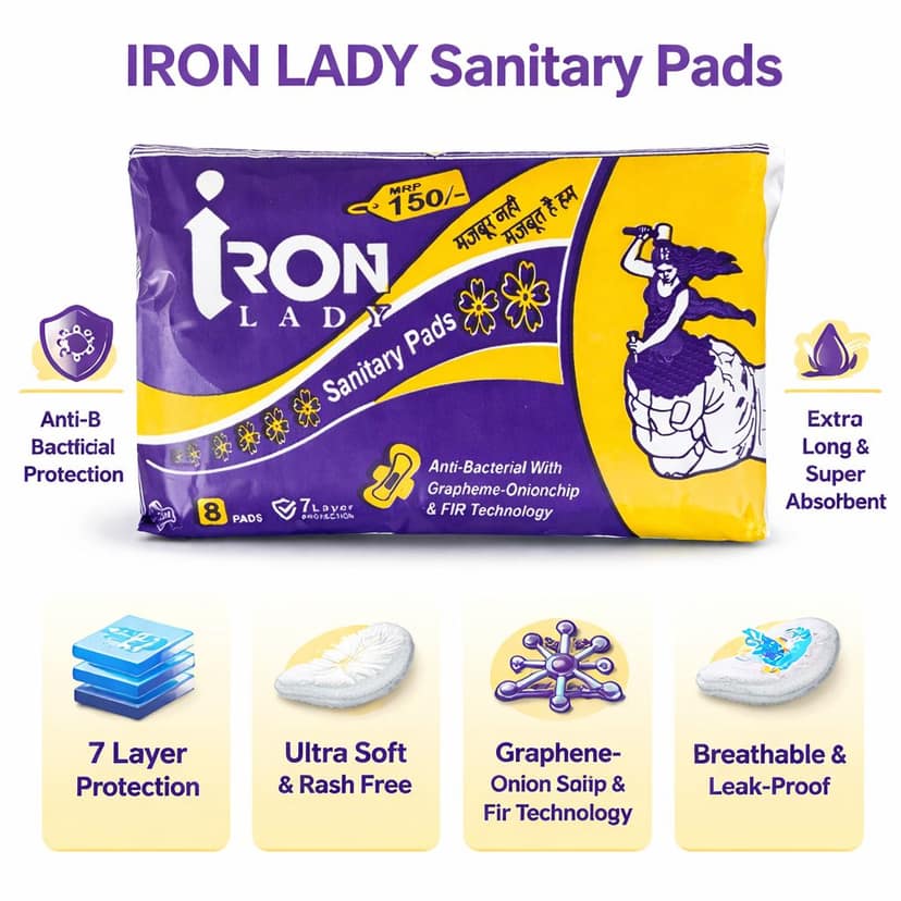 Sanitary Pads for Girl and Women - Grapheme-onion chip 8 Pads Pack of 3 view 2