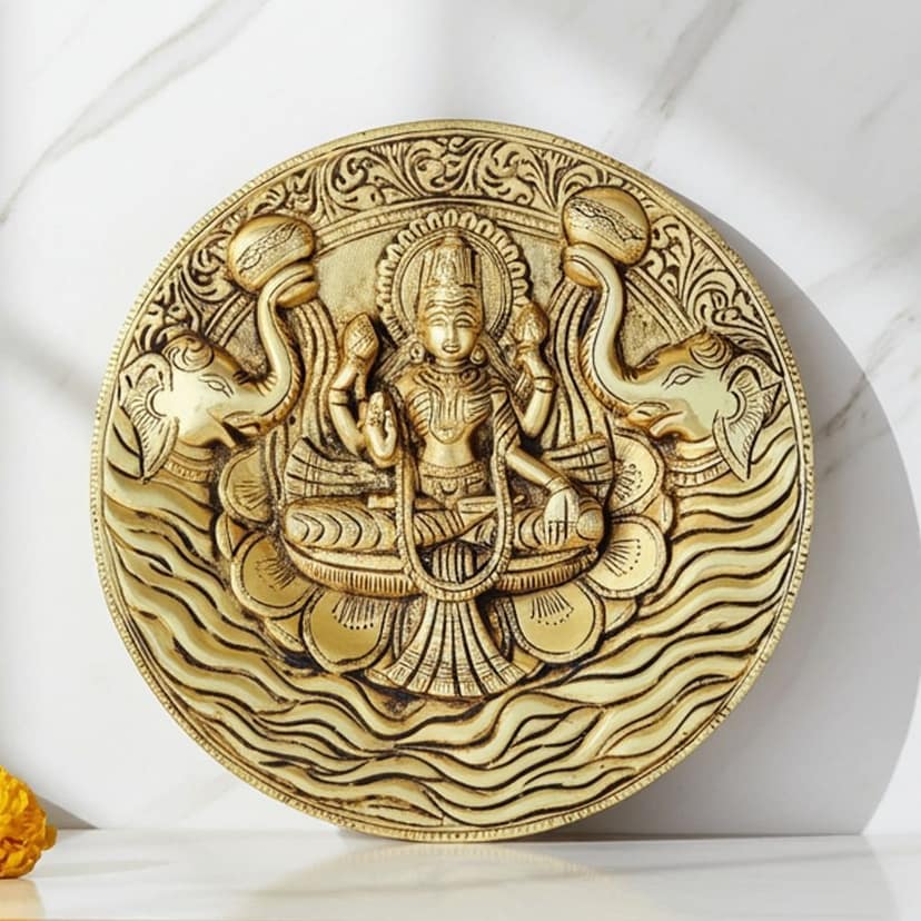 Brass Showpiece Wall Hanging Laxmi Ji God Idol Statue (BSMAS1796 E)