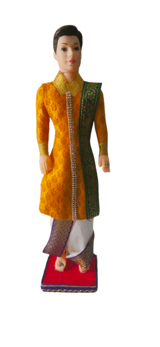 Traditional Indian Groom Doll in Yellow Sherwani