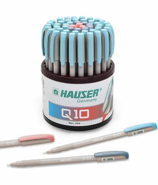 Hauser Q10 Ball Pen 50Pcs Stand - 40 Blue + 7 Black + 3 Red