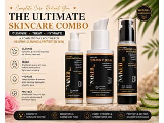 By NAKED fact 3-Step Daily Glow Kit (Detoxifying Facewash- 100 GM + Hydrating Light Moisturizer- 100 GM + 20% Vitamin C Serum- 30 ML)