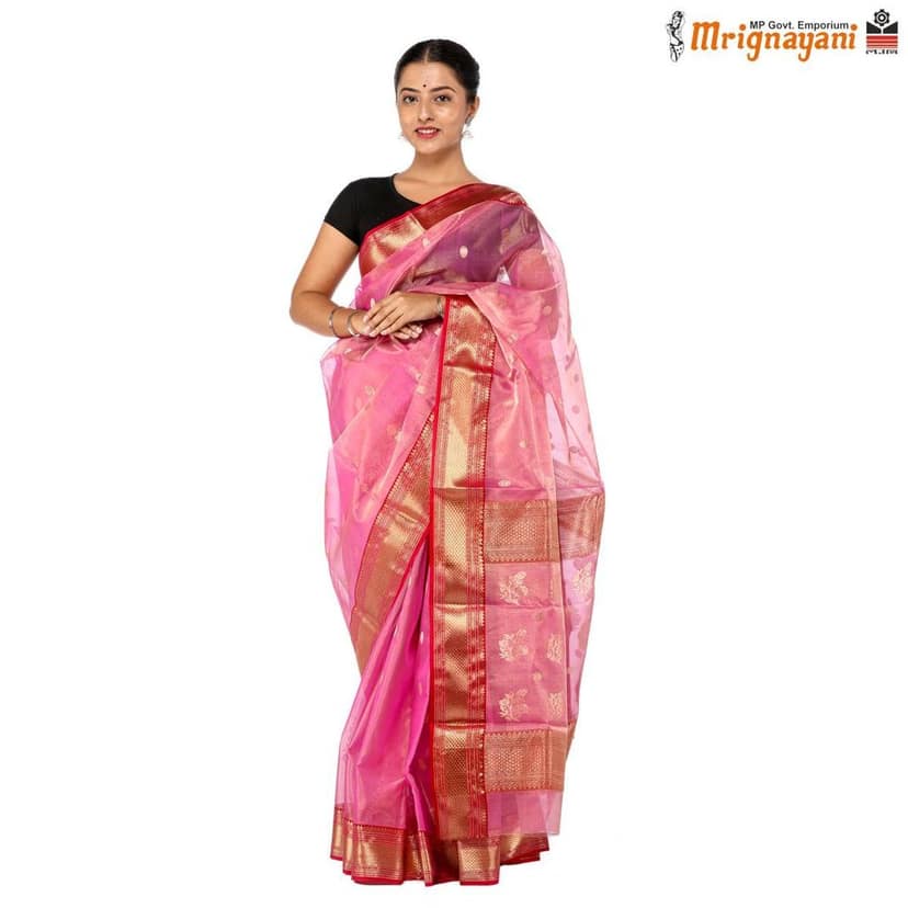 HANDLOOM CHANDERI SILK SAREE WITH BLOUSE (SKU - 1SC202200422, SAREE - 1007) view 4
