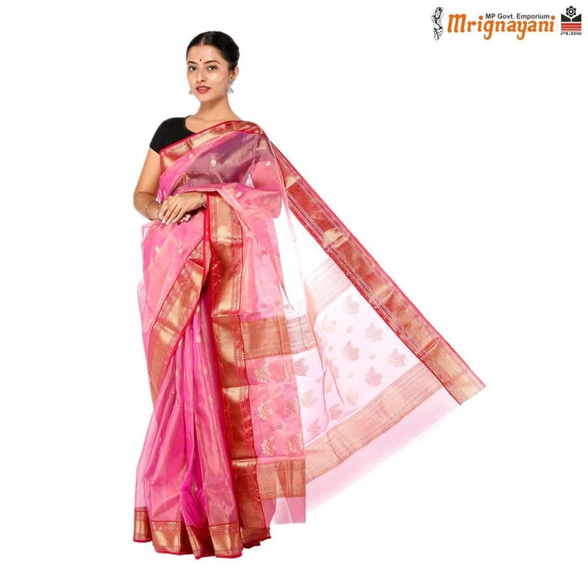 HANDLOOM CHANDERI SILK SAREE WITH BLOUSE (SKU - 1SC202200422, SAREE - 1007) view 5