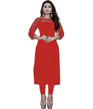 Dream Beauty Fashion - Red Crepe Women's Straight Kurti ( Pack of 1 )
