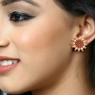 Vivastri Sizzling Glittering stud Earring for Women and Girls[VIVA2729ERG-RED]