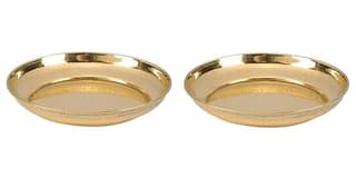 BulkySanta Brass Pooja Thali | Pital ki thali | Brass Pooja Plate Small (Size - 4") (Set of 2 Plates)