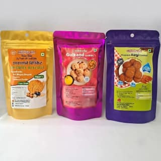 MilliGrain Upwas Ragi and Gulkand Cookies Combo Pack of 3 x 100g