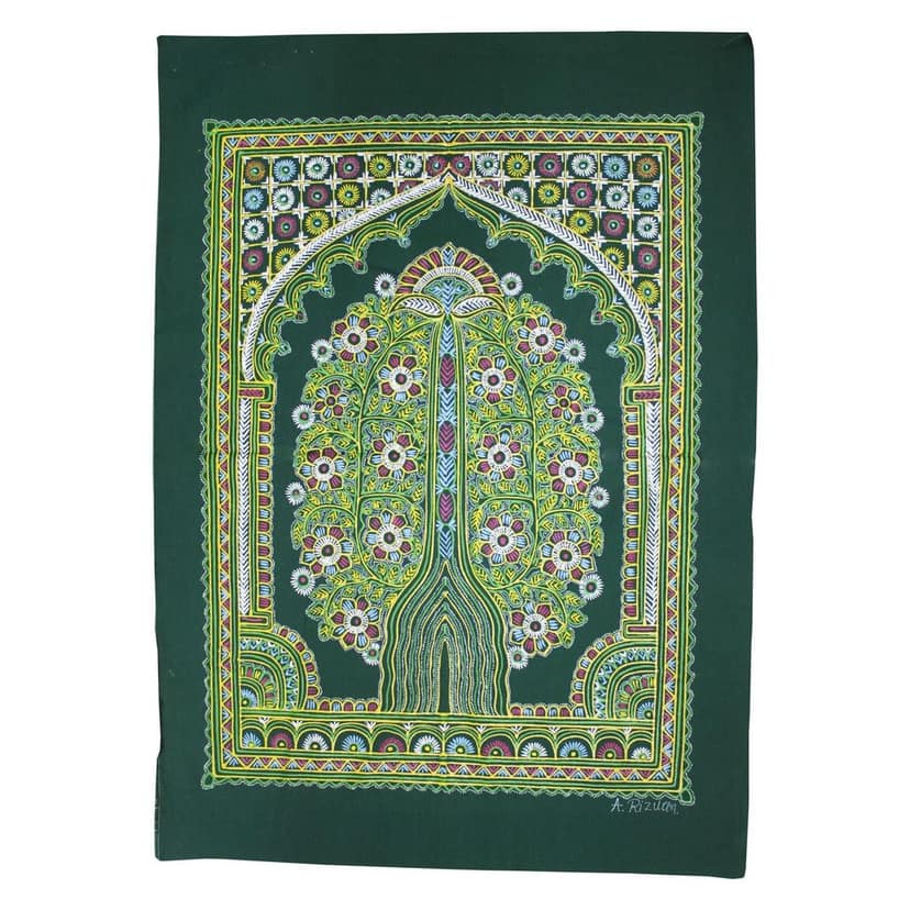 Garvi Gurjari (A Gujarat Govt Enterprise Handmade Rogan Painting - Green(GGCHRP12)