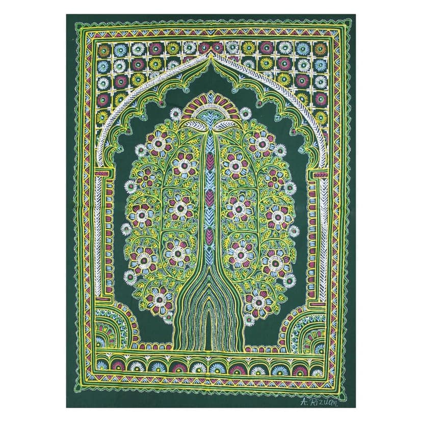 Garvi Gurjari (A Gujarat Govt Enterprise Handmade Rogan Painting - Green(GGCHRP12) view 2