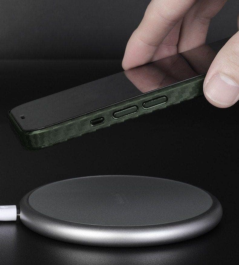 Memumi Slim Series Ultra Thin 0.3mm Back Cover for Apple 12 Pro Max Carbon Fiber - Green (6.7") view 5