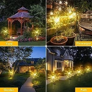 SAHAPECT Solar LED Light, 90 LED 40 Copper Wire, Warm White, Firework Light Lamp - Pack of 2 view 7