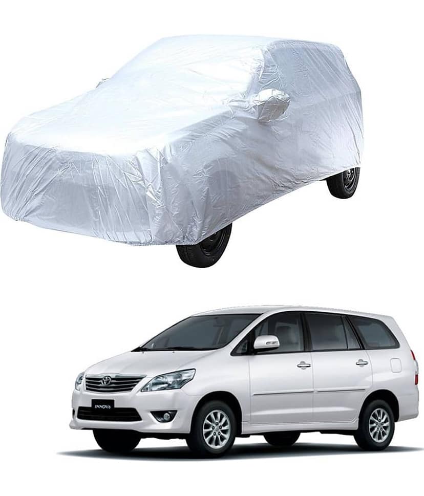 Autoretail Silver Color Dust Proof Car Body Polyster Cover With Mirror Pocket Polyster For Toyota Innova