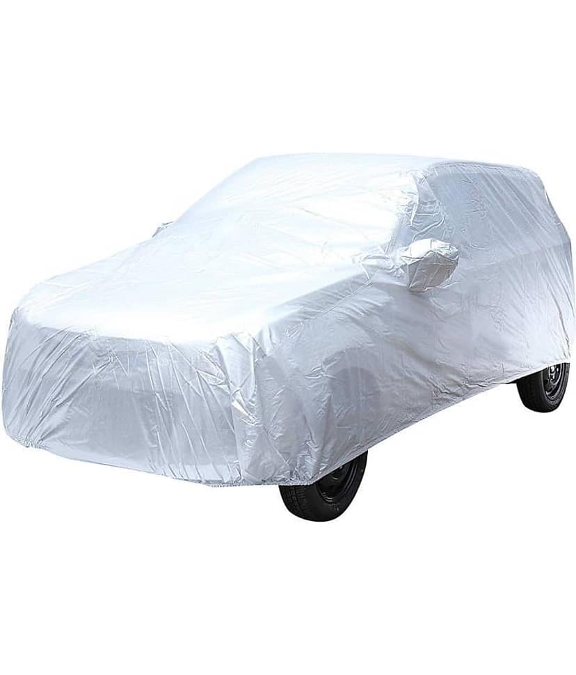 Autoretail Silver Color Dust Proof Car Body Polyster Cover With Mirror Pocket Polyster For Toyota Innova view 2