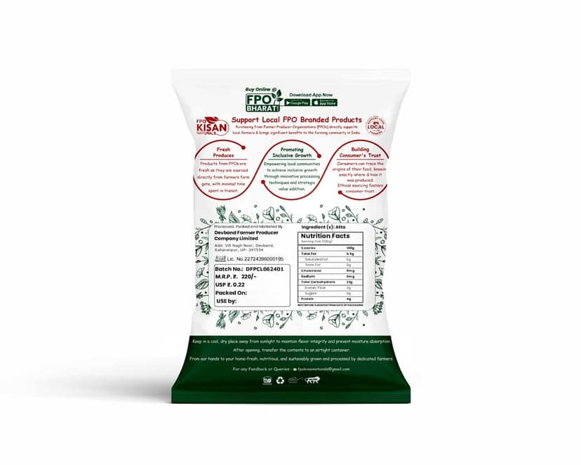 FPO Kisan Naturals Atta - Everyday Food Essentials, Pure & Natural Goodness view 2