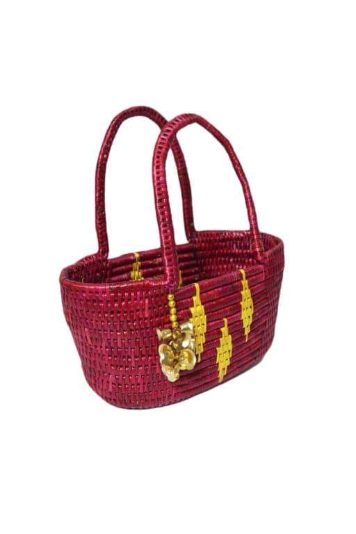 Handmade Sikki pink color Square Basket view 2