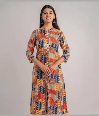MAUKA - Multicolor Rayon Women's Front Slit Kurti ( Pack of 1 )