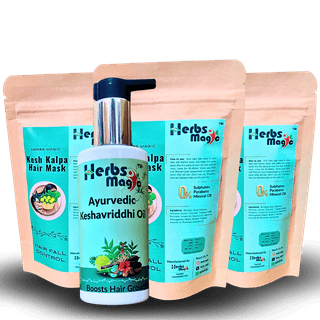 Herbs Magic Keshvriddhi Hair Oil, 100ml & Kesh Kalpa Hair Mask, 70gm Each, Set of 4, For Men & Women, Helps In Hair Growth & Thickness, For All Hair Types, No Paraffin, Mineral Oil, Preservatives & Chemicals, 150ml