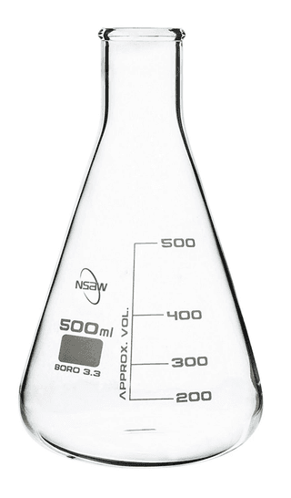 NSAW 500ml Borosilicate Glass Erlenmeyer Flask with Graduations, Boro 3.3