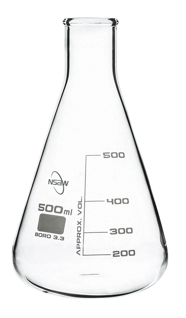 NSAW 500ml Borosilicate Glass Erlenmeyer Flask with Graduations, Boro 3.3