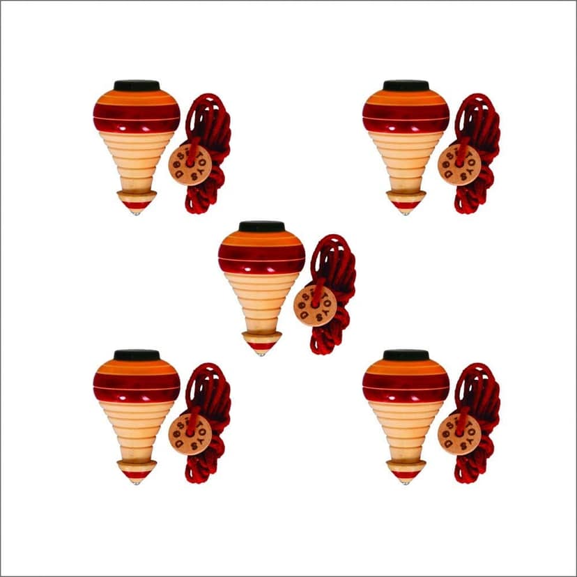 Desi Toys Spinning Tops | Lattu | Bhawra | Latto | Bambaram | Pack of 5 | Traditional Indian Game | Classic Nostalgic Outdoor Games | Fun & Therapeutic | for Kids & Adults | for 6 Years & Up view 2