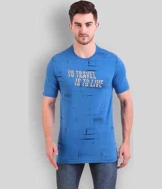 Bravezi Pack of 1 Cotton Blend Slim Fit Men's T-Shirt ( Blue )