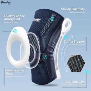 Finder Sports Knee Brace - Silicone Shock Absorption & Compression Strap