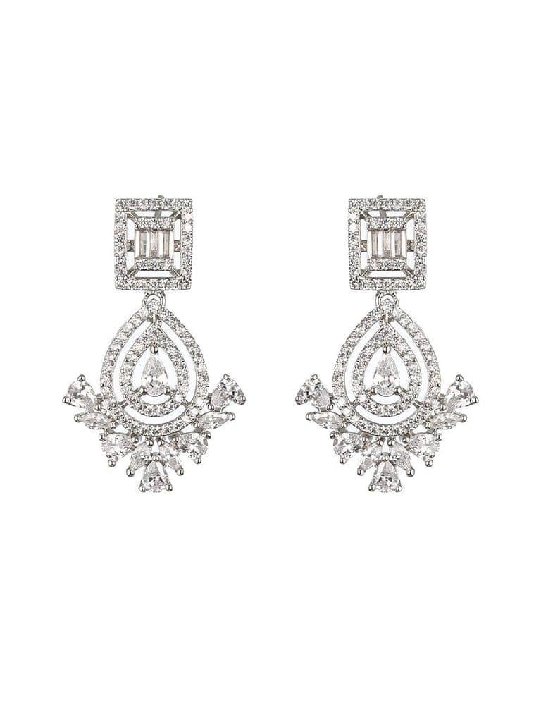 Silver Toned CZ Studded Minimal Chandbali Earrings view 4