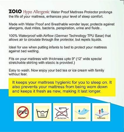Zolo ST 72 X 78 M Soft Terry 100% Water Proof Mattress Protector Maroon Elastic Fitted King Size view 4