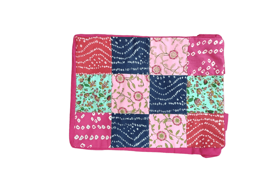 NIRJHARI Handmade Cotton Cloth Patchwork Handbag Black & Red (Big) Pack of 1 view 2