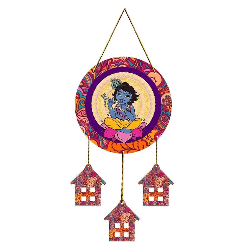 Charmor Bal Krishna Printed Decorative Wall Hanger for Home | Office | Living Room | Gifts | Bedroom | Door Hanging | Modern Wall Art | Door Hanging (WH3618)