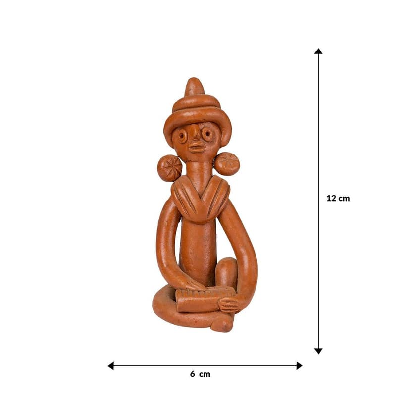 SOWPEACE Handcrafted TTerracotta Tribal Figurine Set of 4 “The time of Tribals Baked Clay showpiece, Premium Artisan Made Tabletop Home Decor for Living Room,for Gifti view 2