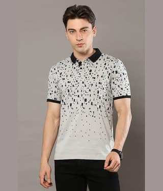 Cool Colors Pack of 1 Cotton Regular Fit Printed Half Sleeves Men's Polo T Shirt ( Grey )