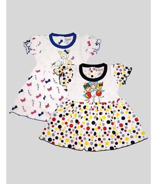 INFANT Pack of 2 Baby Girls Cotton Frock ( Blue & Black )