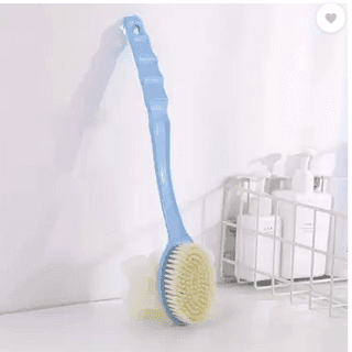 QINPIN Bath Brush with Loofah & Handle for Body Scrubbing & Cleaning