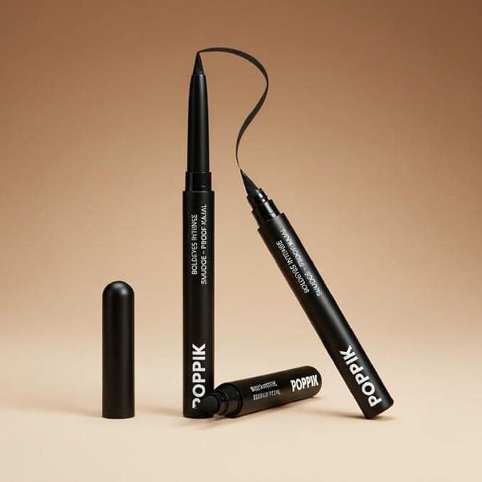 POPPIK BoldEyes Intense Kajal Black, Matte Finish, Smudge-Proof & Waterproof Eye Pencil with Vitamin E & Almond Oil, Long-Lasting, Cooling Effect, 0.3g view 7