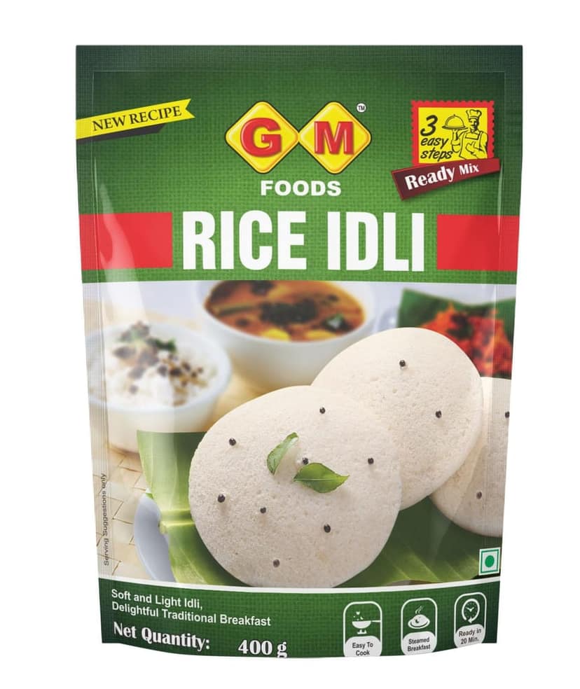 GM Foods Rice Idli 400g | Soft & Light Idlis | Quick Breakfast | Instant Ready to Cook Mix | Rich in Fiber | Ready To Make Authentic South Indian Breakfast At Home | No Preservatives