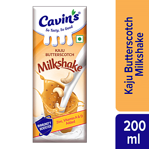 Cavins Kaju Butterscotch Milkshake - With Zinc, Vitamin A & D Added, Immunity Booster, 200 ml Tetra Pack