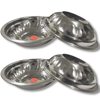 SHINI LIFESTYLE Stainless Steel Mixing Bowl Storage Bowl Fruit Bowl Serving Stainless Steel Pasta Bowl 26cm (Steel, Pack of 4)