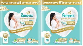 Pampers Premium Care Pant Style Baby Diapers, Newborn (XS), 30 Count, Upto 5 kg, All-in-1 with 360 Cottony Softness Diapers (Pack of 2) Pampers Premium Care Pant Style Baby Diapers, Newborn (XS), 30 Count, Upto 5 kg, All-in-1 with 360 Cottony Softness Di