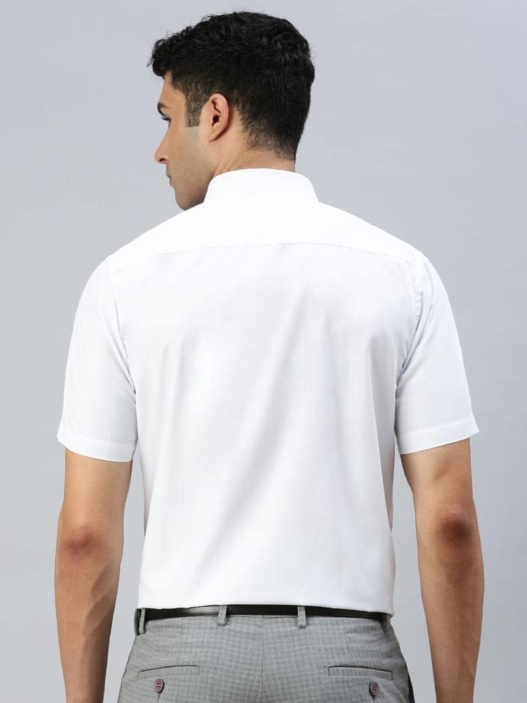 Mens Half Sleeves Cotton White Shirt Wewin New view 3