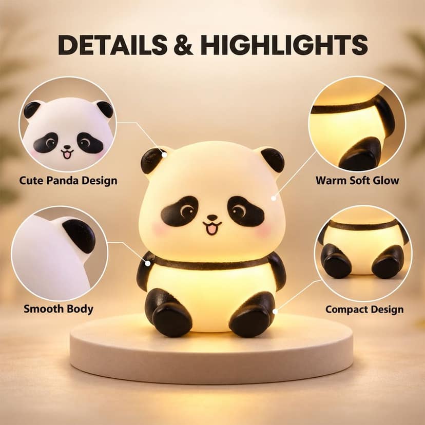 Sitting Panda LED Night Light for Home Decor and Shelf Accent (1 Pc) view 2