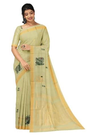 APCO Handloom - Women's Rahajmundry Pure Cotton Grey Handloom Saree (Angara Handloom Saree) 88