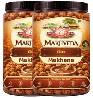 MAKHVEDA - Til Gur Makhana | Roasted Fox Nuts | Popped Lotus Seeds | Healthy Snack | Low Calorie, High Protein, Gluten Free | Sweet Sesame Jaggery Crunch