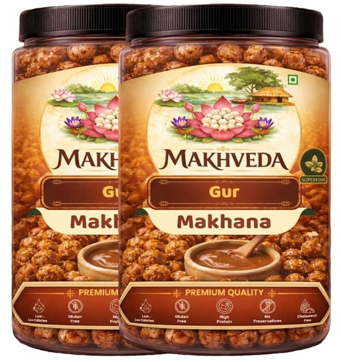 MAKHVEDA - Til Gur Makhana | Roasted Fox Nuts | Popped Lotus Seeds | Healthy Snack | Low Calorie, High Protein, Gluten Free | Sweet Sesame Jaggery Crunch
